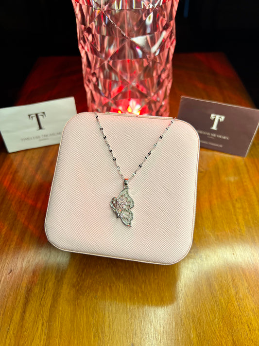 Premium Quality Pink Fairy Silver Chain Necklace