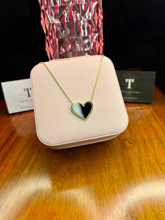Premium Quality Stainless Steel 18k Black Hearts Necklace