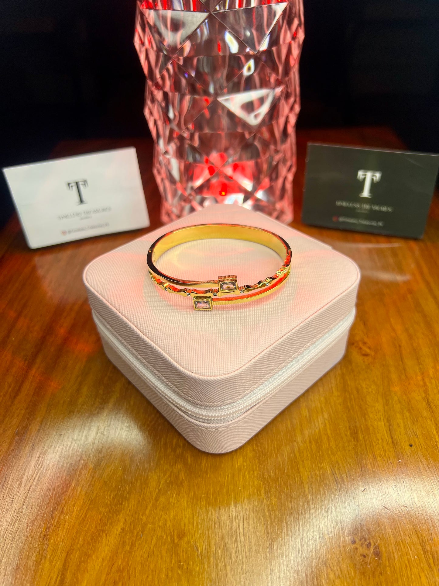 Premium Quality Stainless Steel 18k Double Stone Layered Handcuff