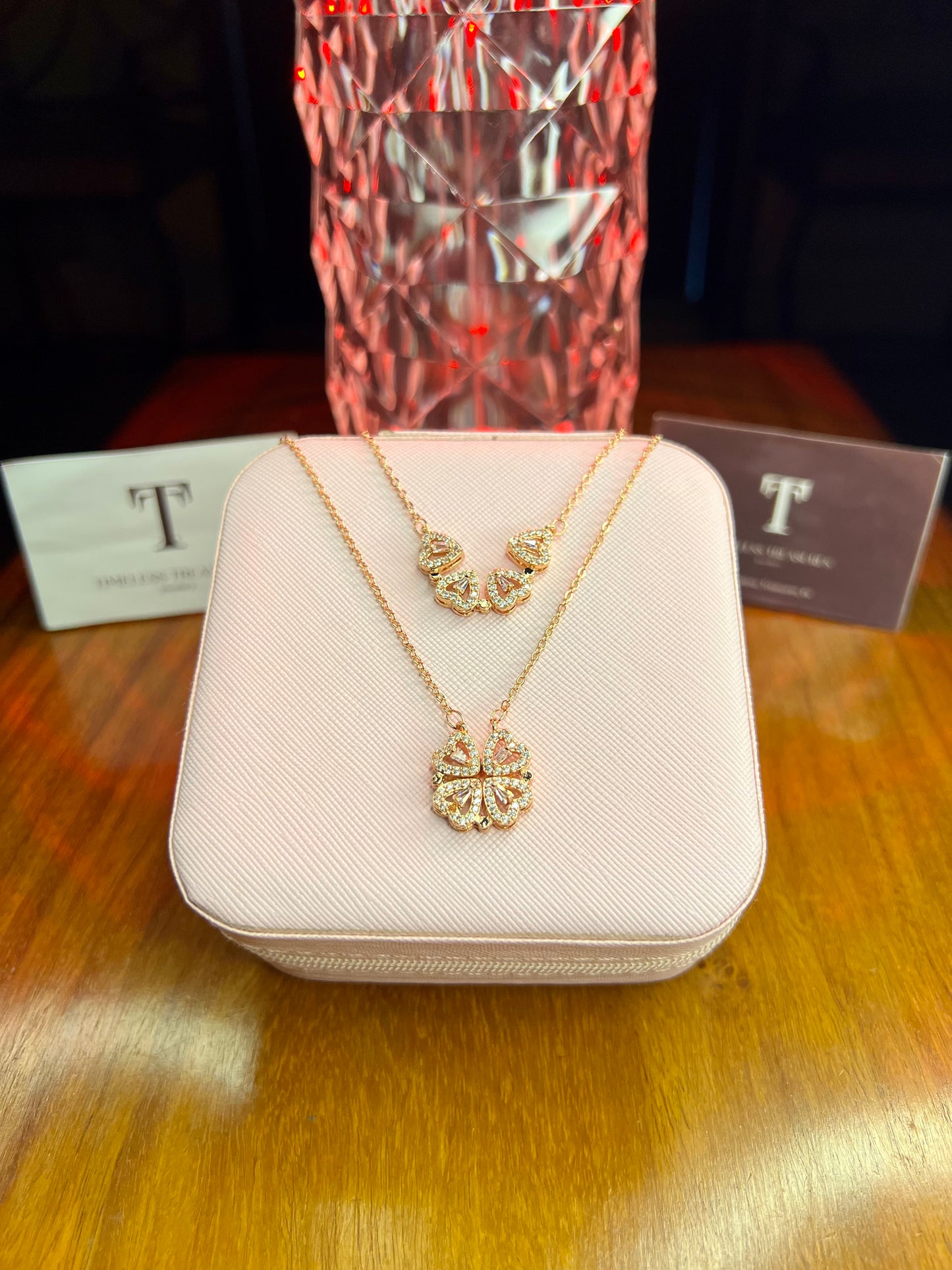 Premium Quality Stainless Steel 18k Magnetic Flower Two Way Necklace