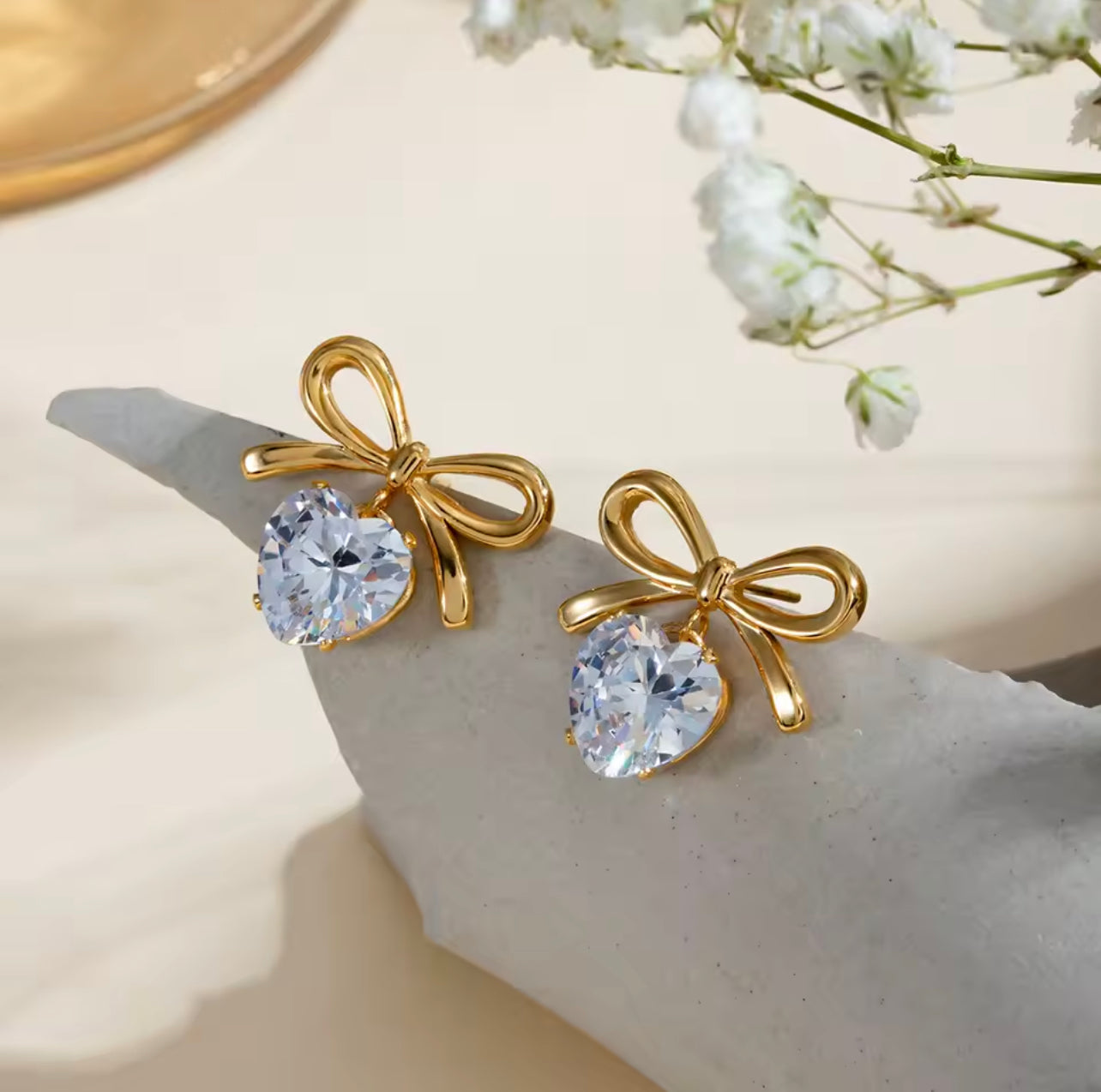 Premium Quality Stainless Steel 18k Lovelace Stone Earrings