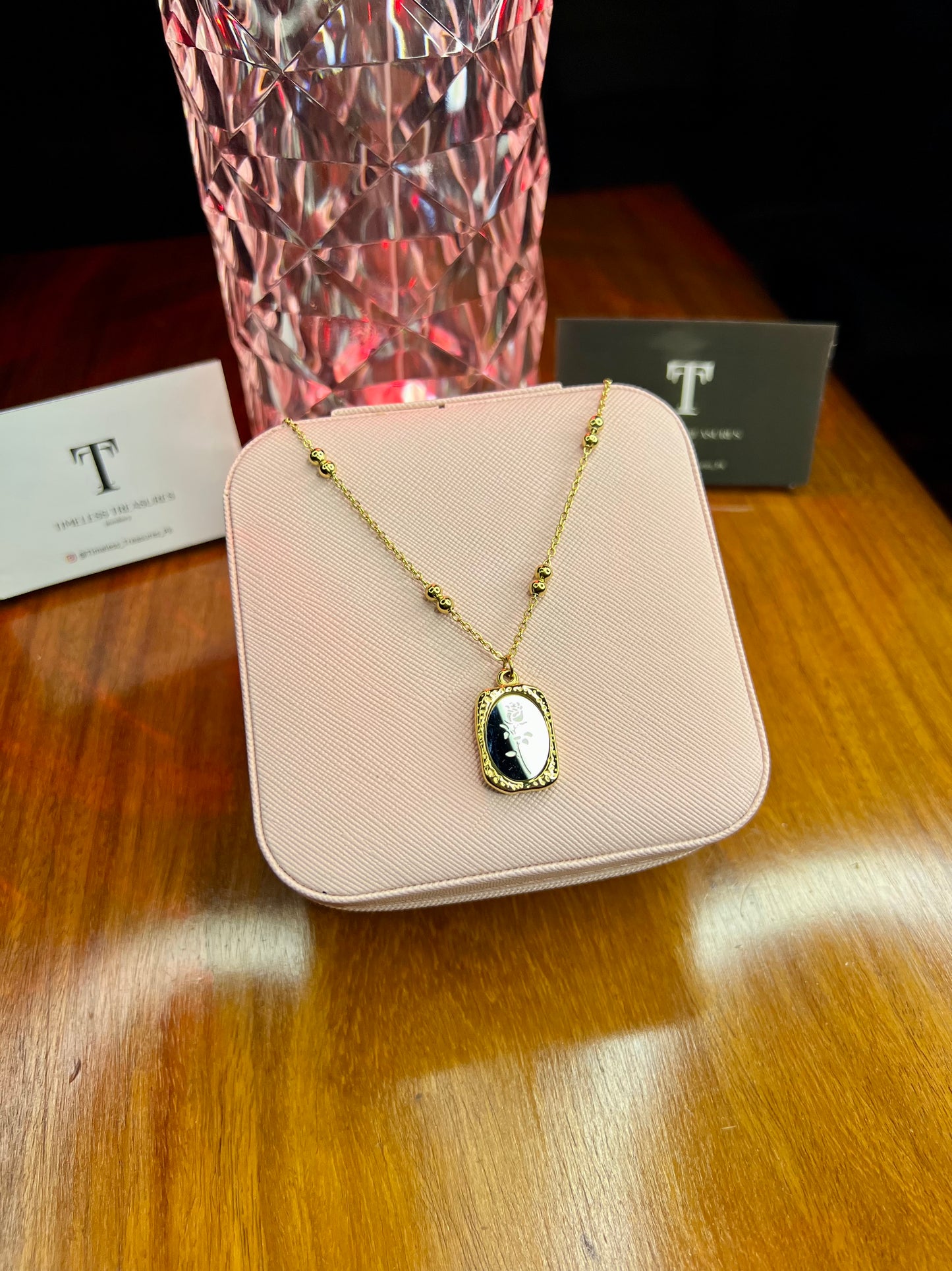 Premium Quality Stainless Steel 18k Mirror Gold Rose Necklace