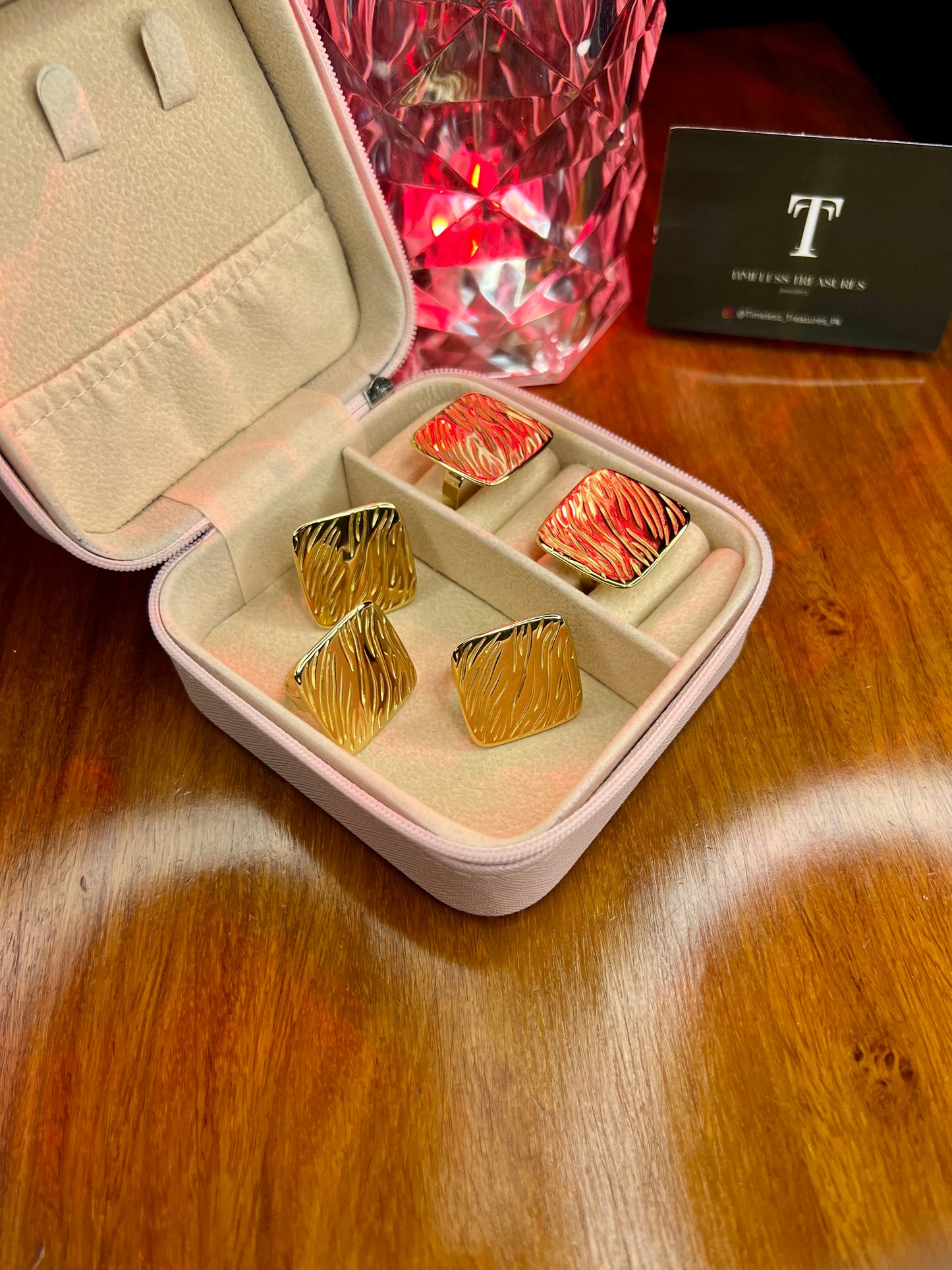 Premium Quality Stainless Steel 18k Large Square Shape Ring