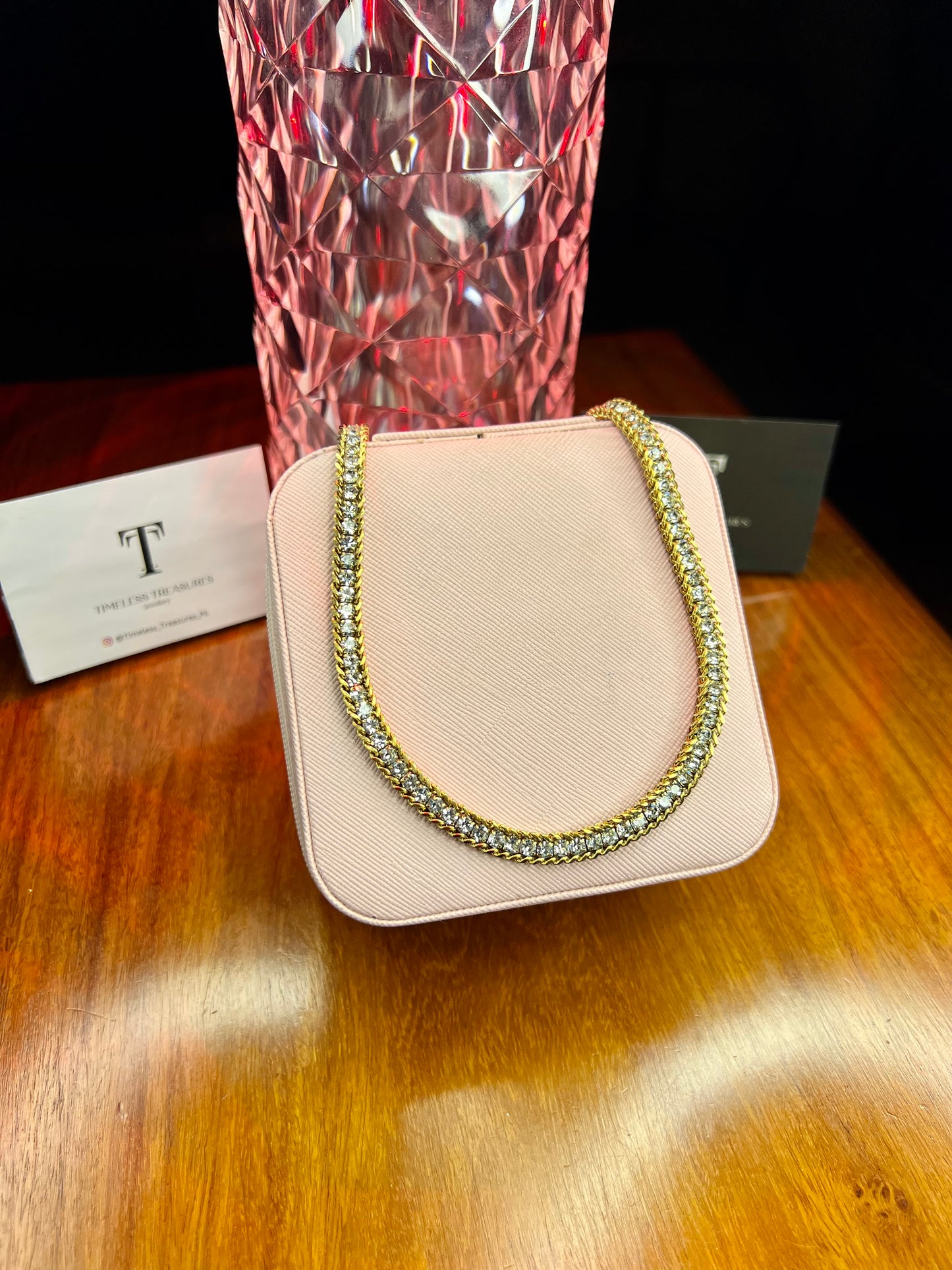 Premium Quality Stainless Steel 18k Luxury Stone Studded Necklace