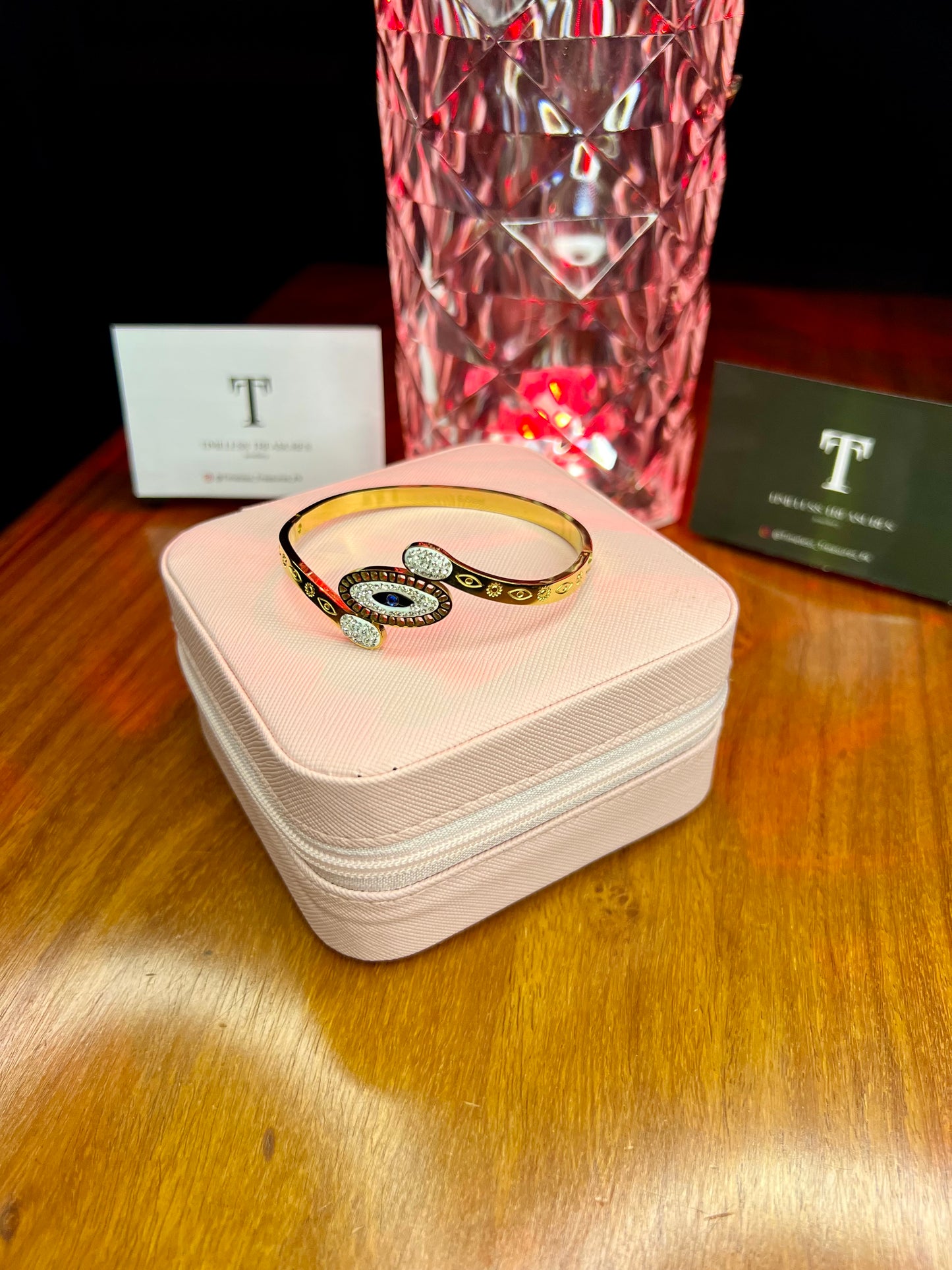 Premium Quality Stainless Steel 18k Divine Eye Curvy Handcuff