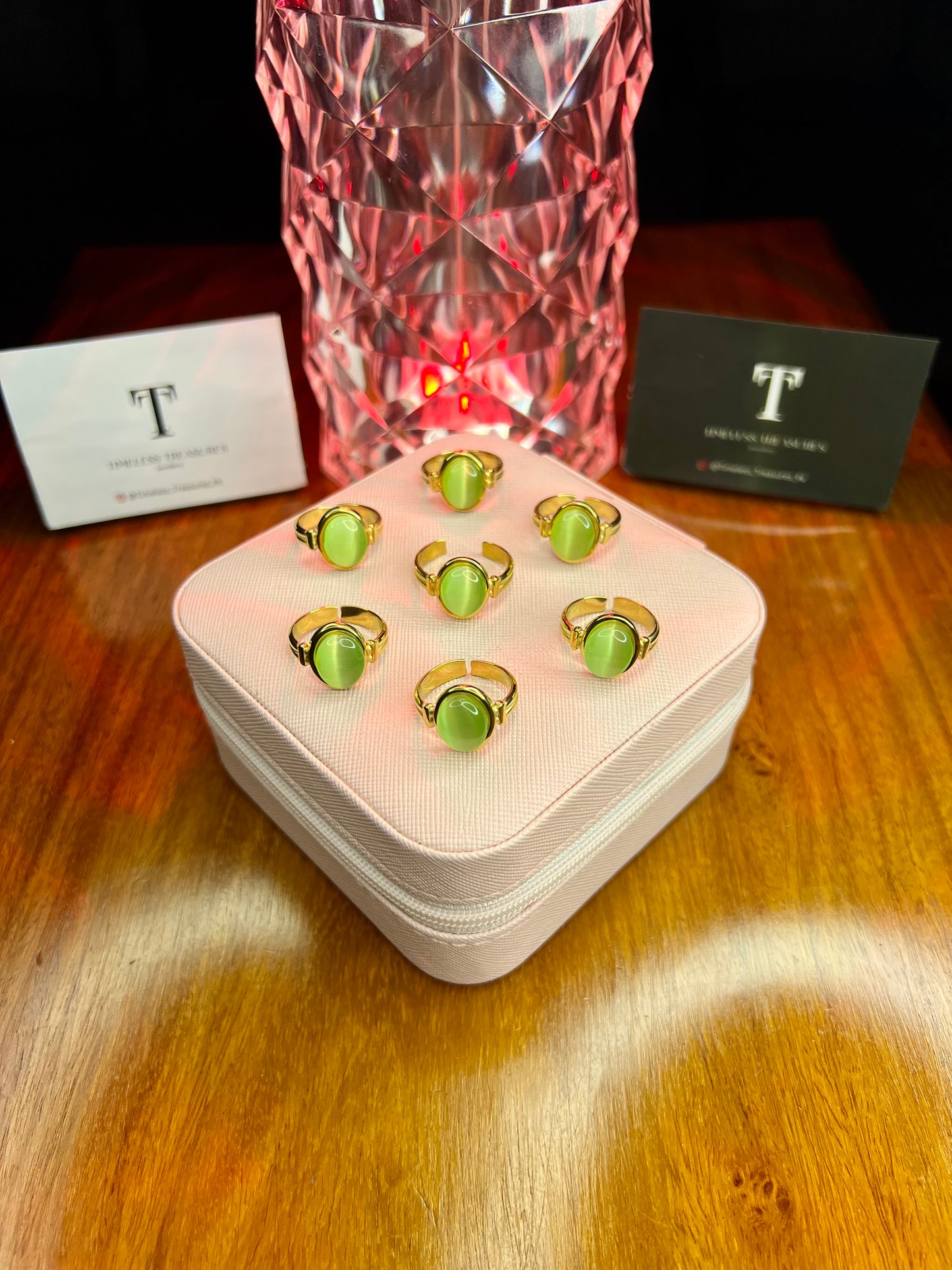 Premium Quality Stainless Steel 18k Green Stone Ring