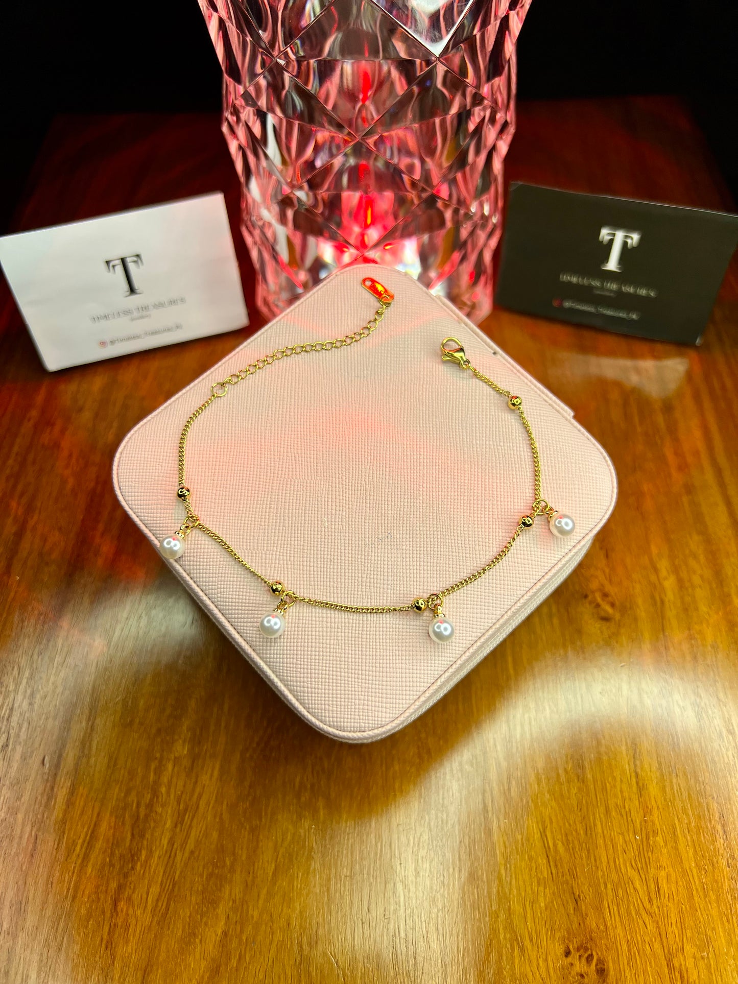 Premium Quality Stainless Steel 18k Gold Plated Pearl Bracelet