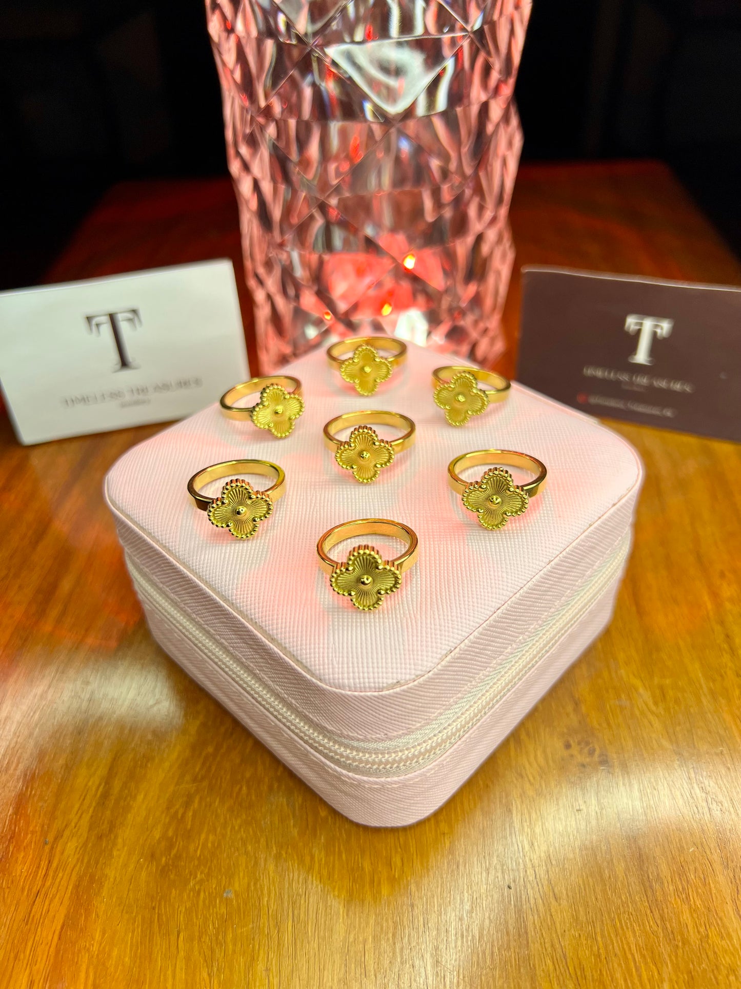 Premium Quality Stainless Steel 18k Golden Clover Ring