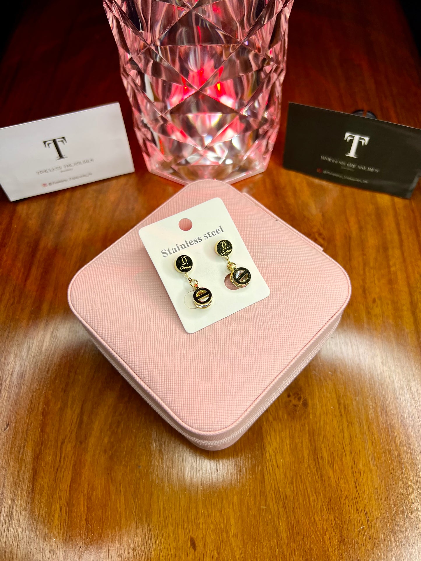 Premium Quality Stainless Steel 18k Cartier Drop Stone Earrings