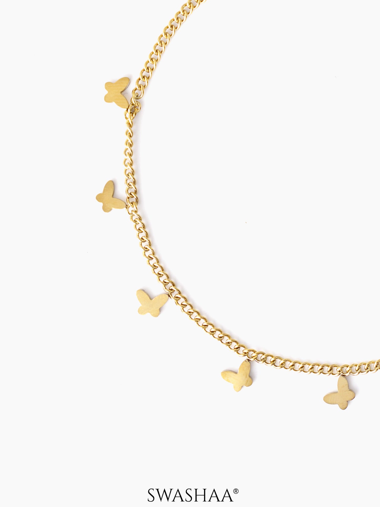 Premium Quality Stainless Steel 18k Butterfly Charm Anklet