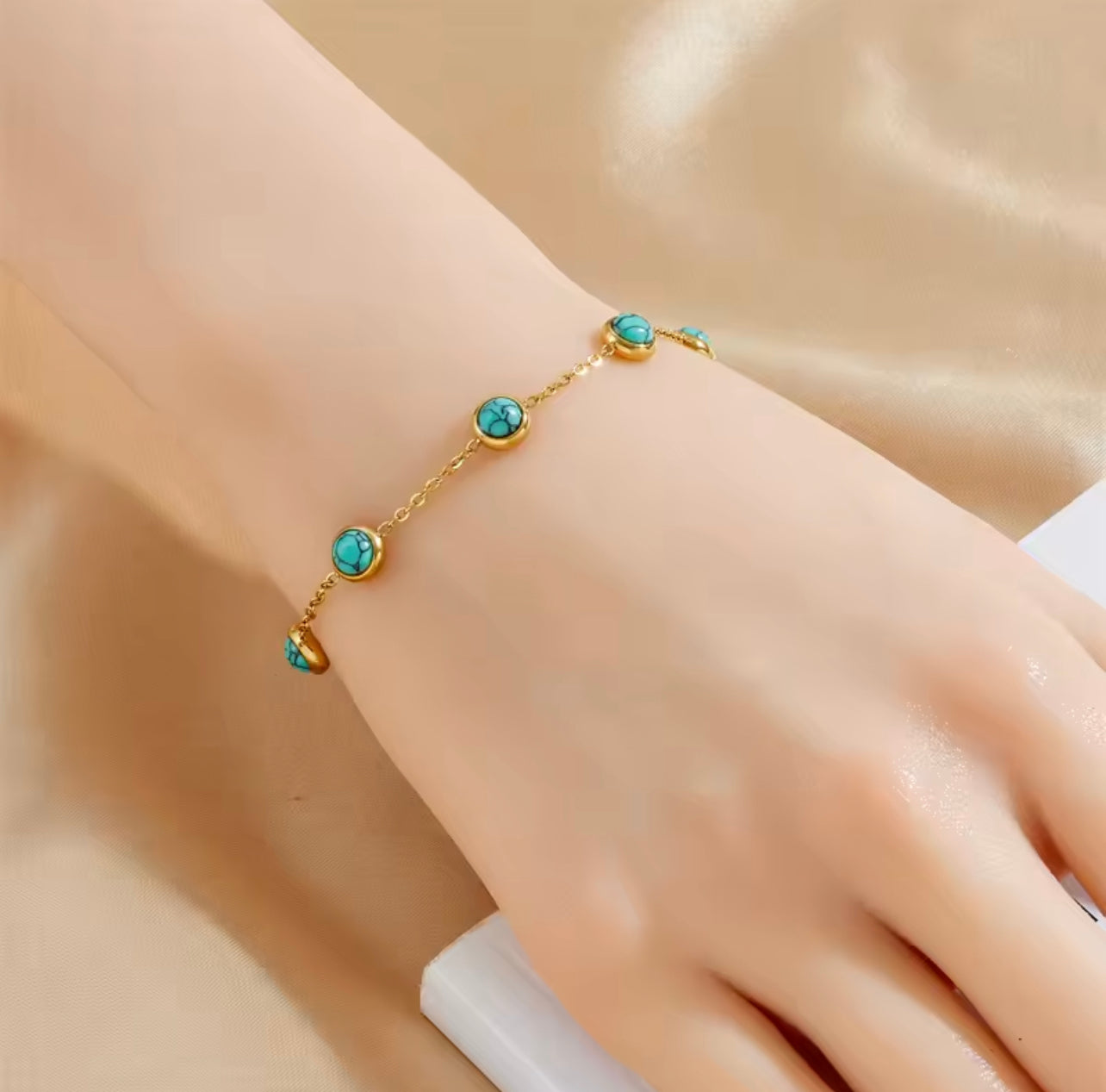 Premium Quality Stainless Steel 18k Blue Pulse 5 Motifs Bracelet