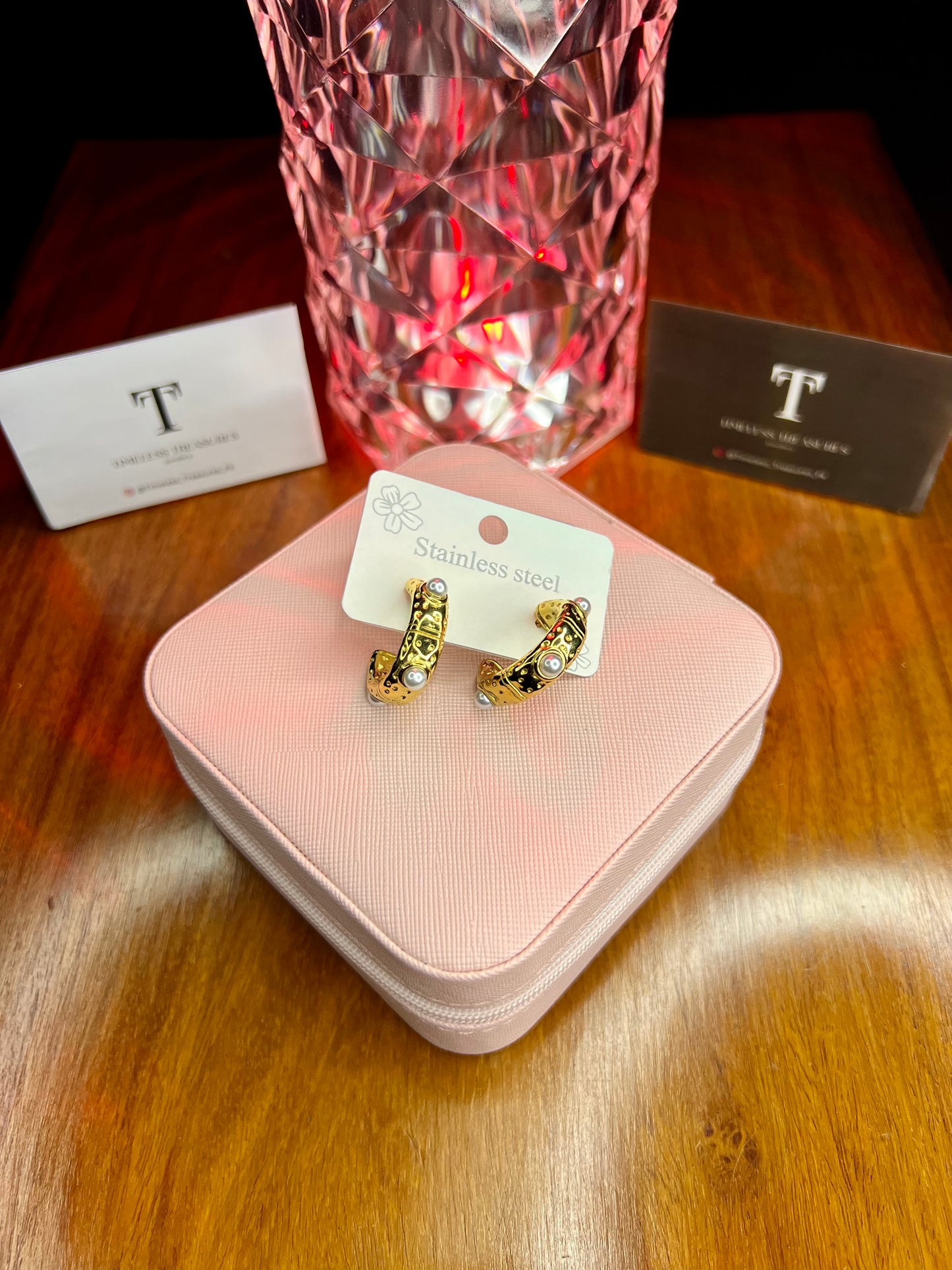 Premium Quality Stainless Steel 18k Pearl Gold Luxury Hoops