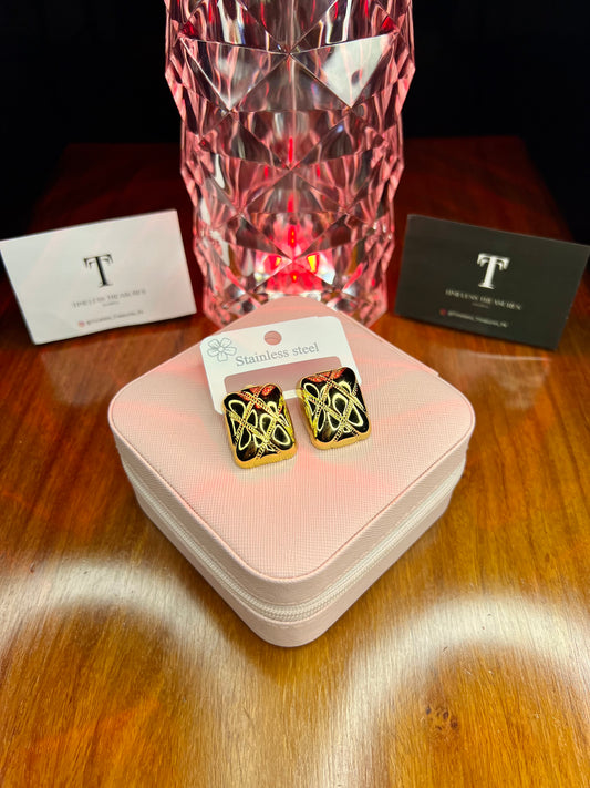 Premium Quality Stainless Steel 18k Golden Maze EarStuds