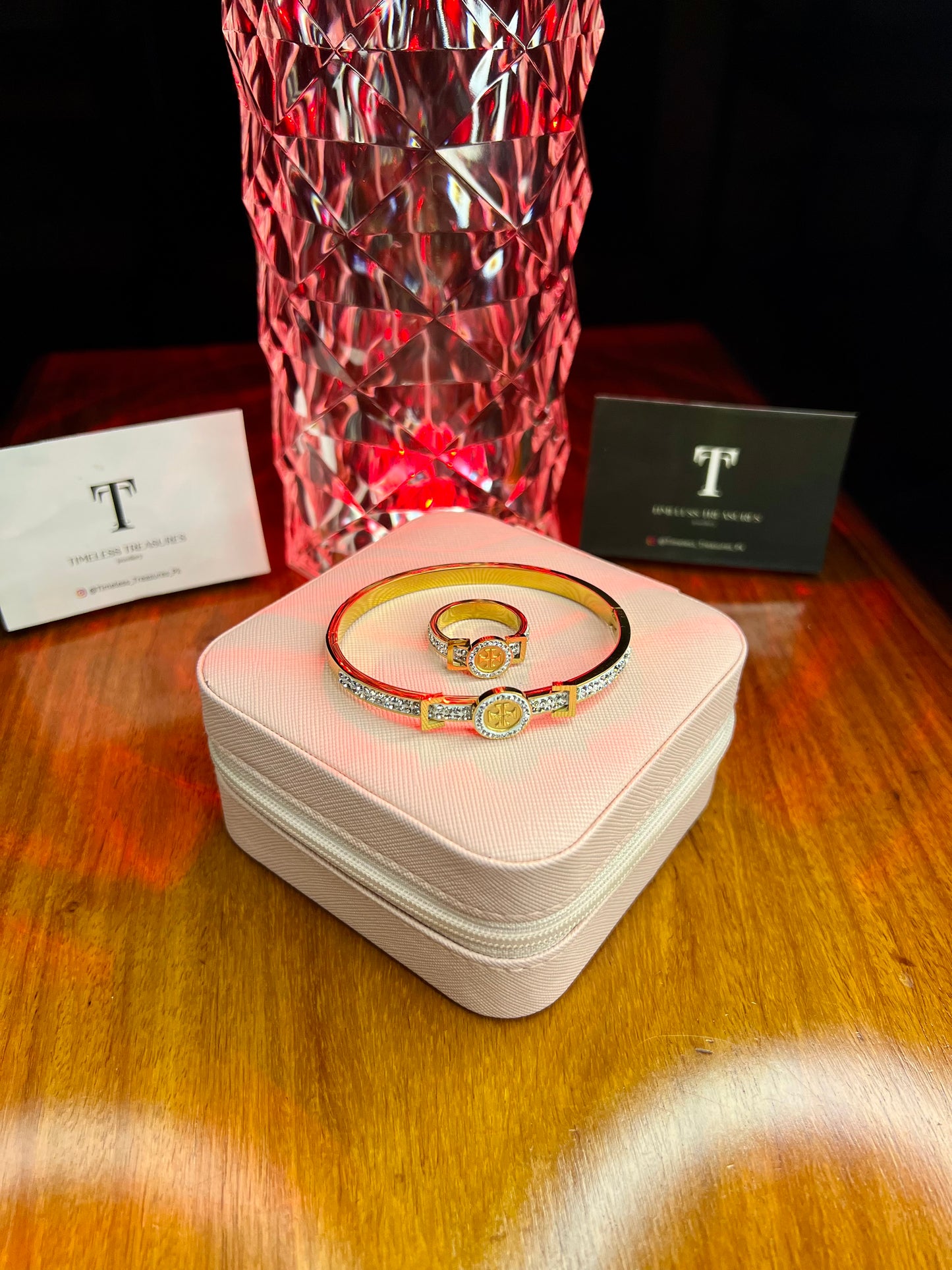 Premium Quality Stainless Steel 18k Tory Royal Handcuff and Ring set