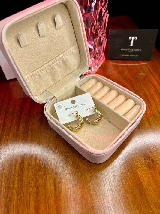 Premium Quality Stainless Steel 18k Celeste Spark Hoops