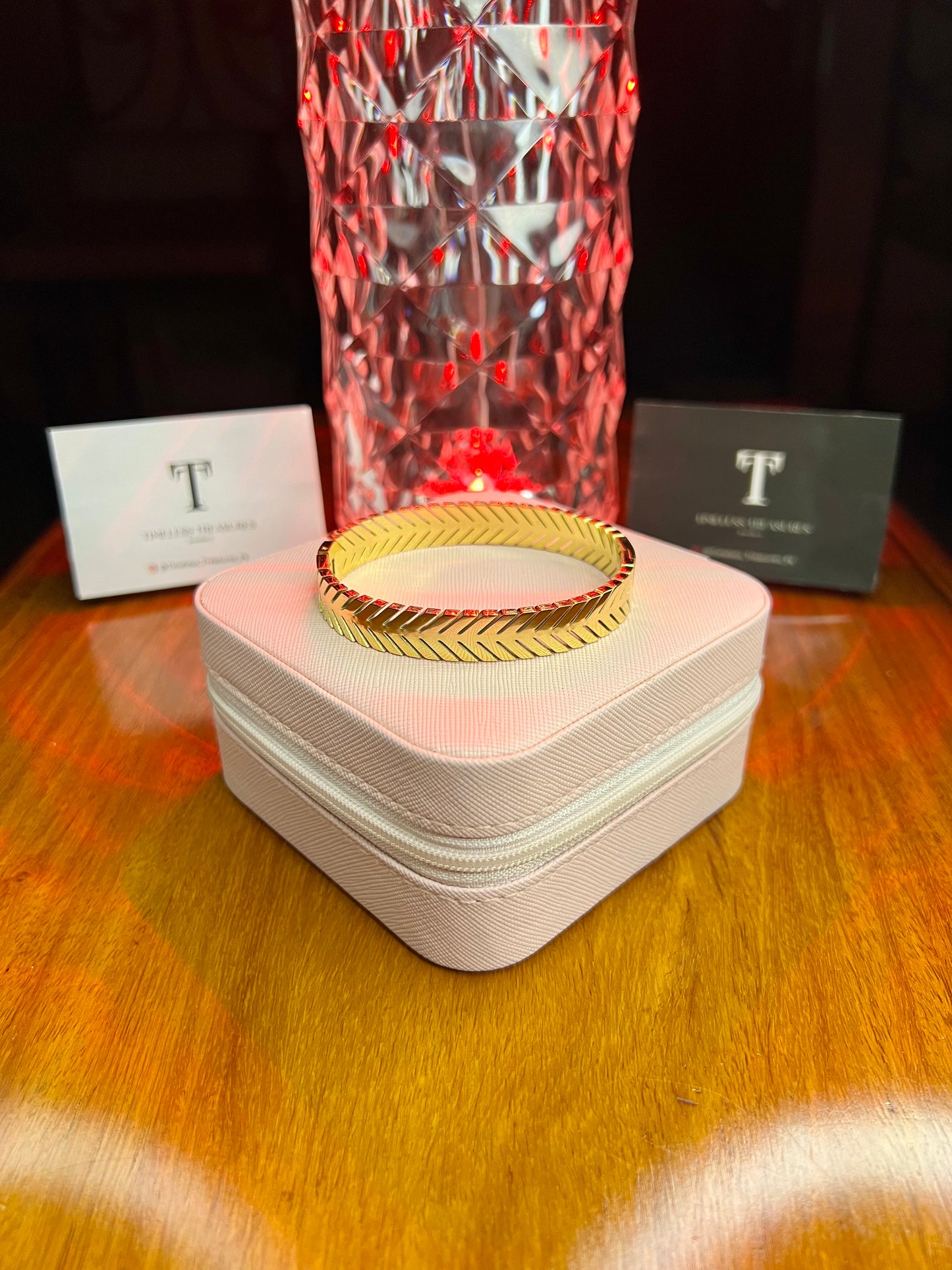 Premium Quality Stainless Steel 18k Chevron Gold Cuff