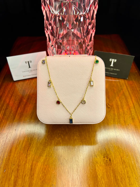 Premium Quality Stainless Steel 18k Luxury Stone Necklace