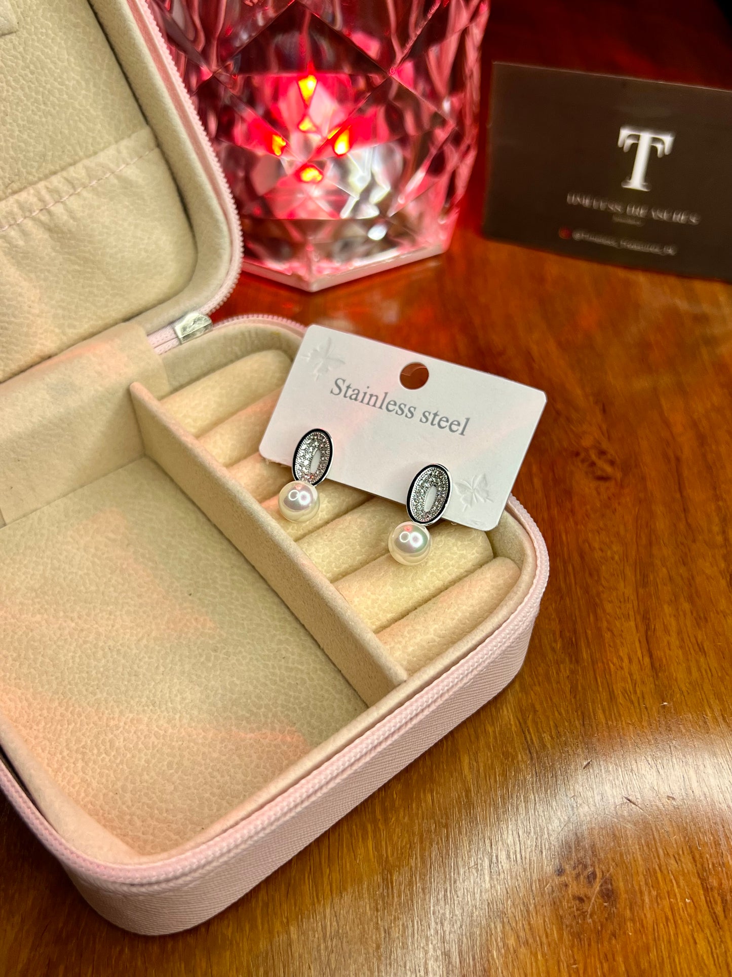 Premium Quality Stainless Steel 18k Pearl Drop Stone EarStuds