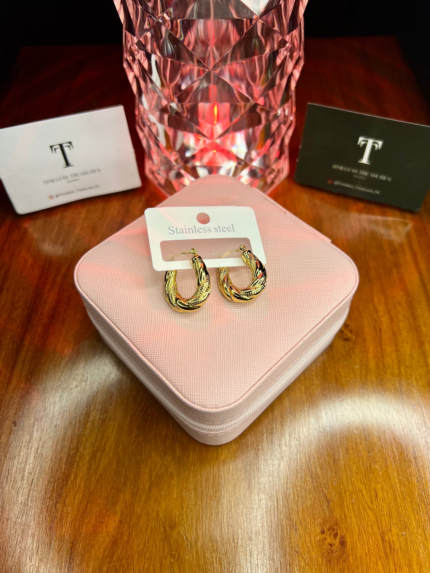 Premium Quality Stainless Steel 18k Gold Luxury Twist Earrings