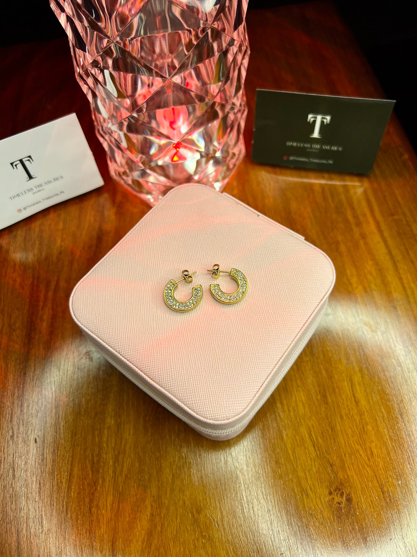 Premium Quality Stainless Steel 18k Zircon Gold Earrings