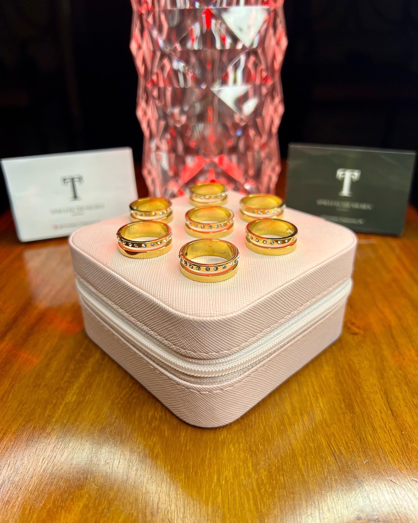 Premium Quality Stainless Steel 18k Gold Stone Ring