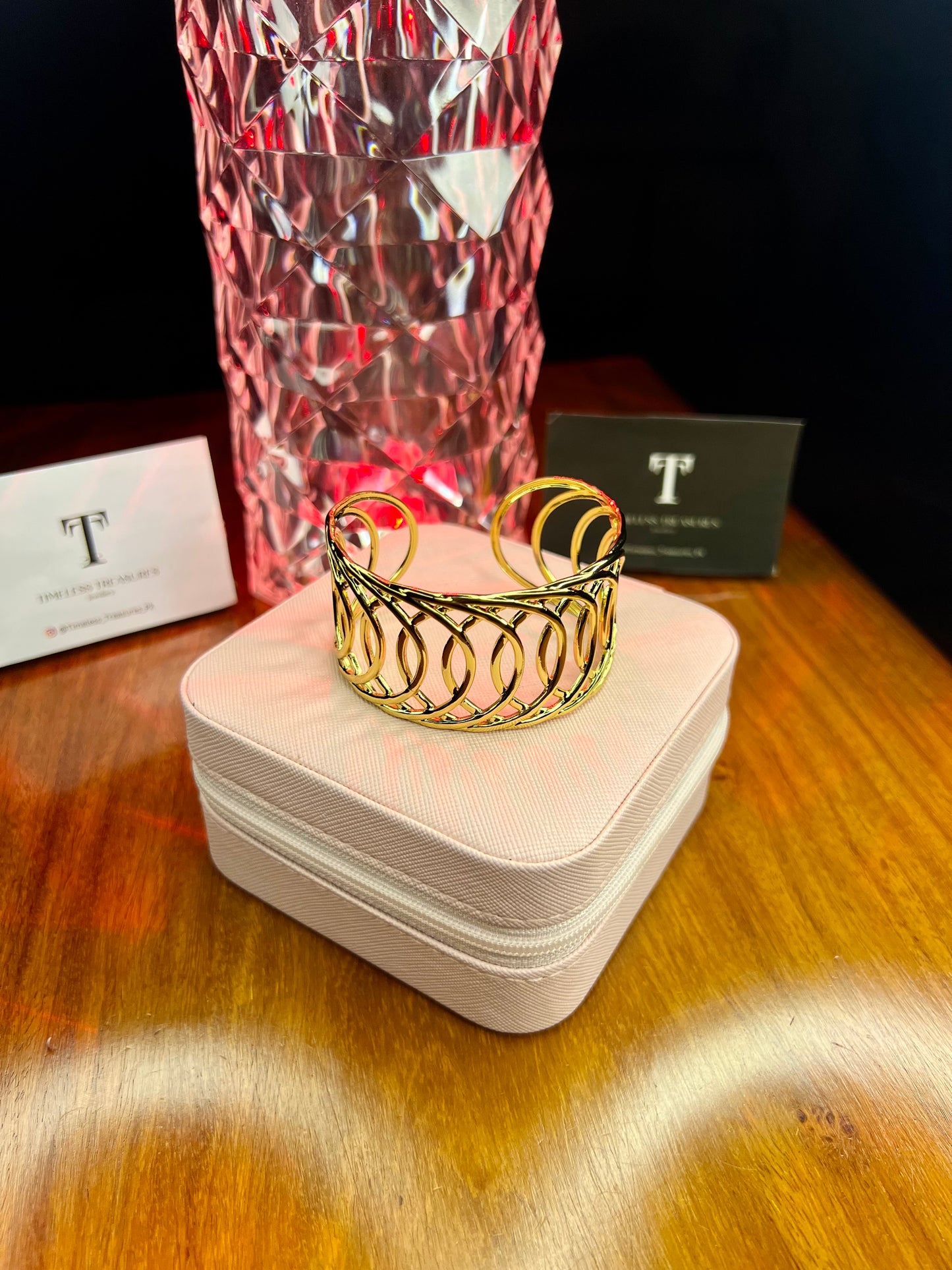 Premium Quality Stainless Steel 18k Linked Open Cuff