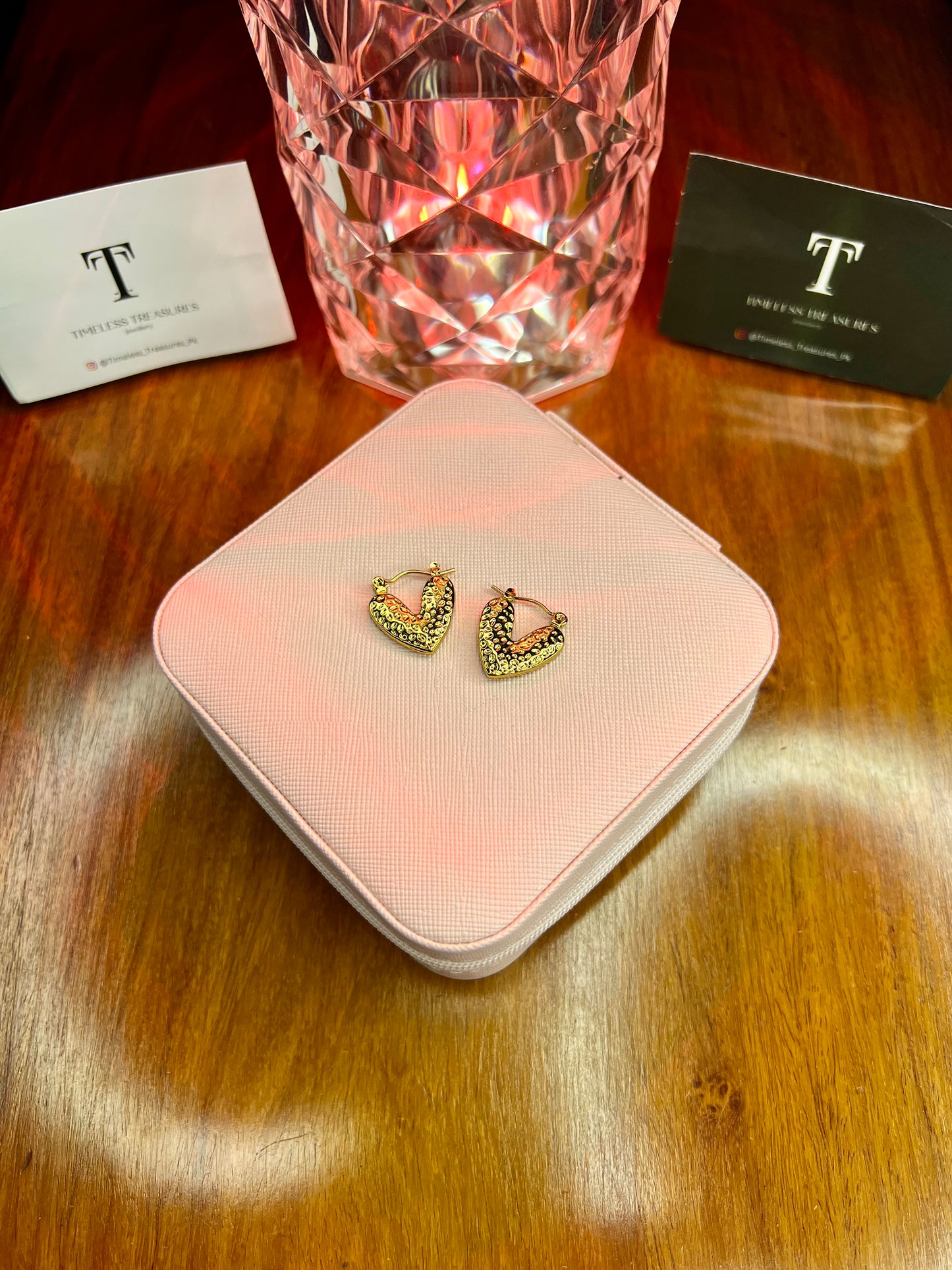 Premium Quality Stainless Steel 18k Dotted Heart Earrings
