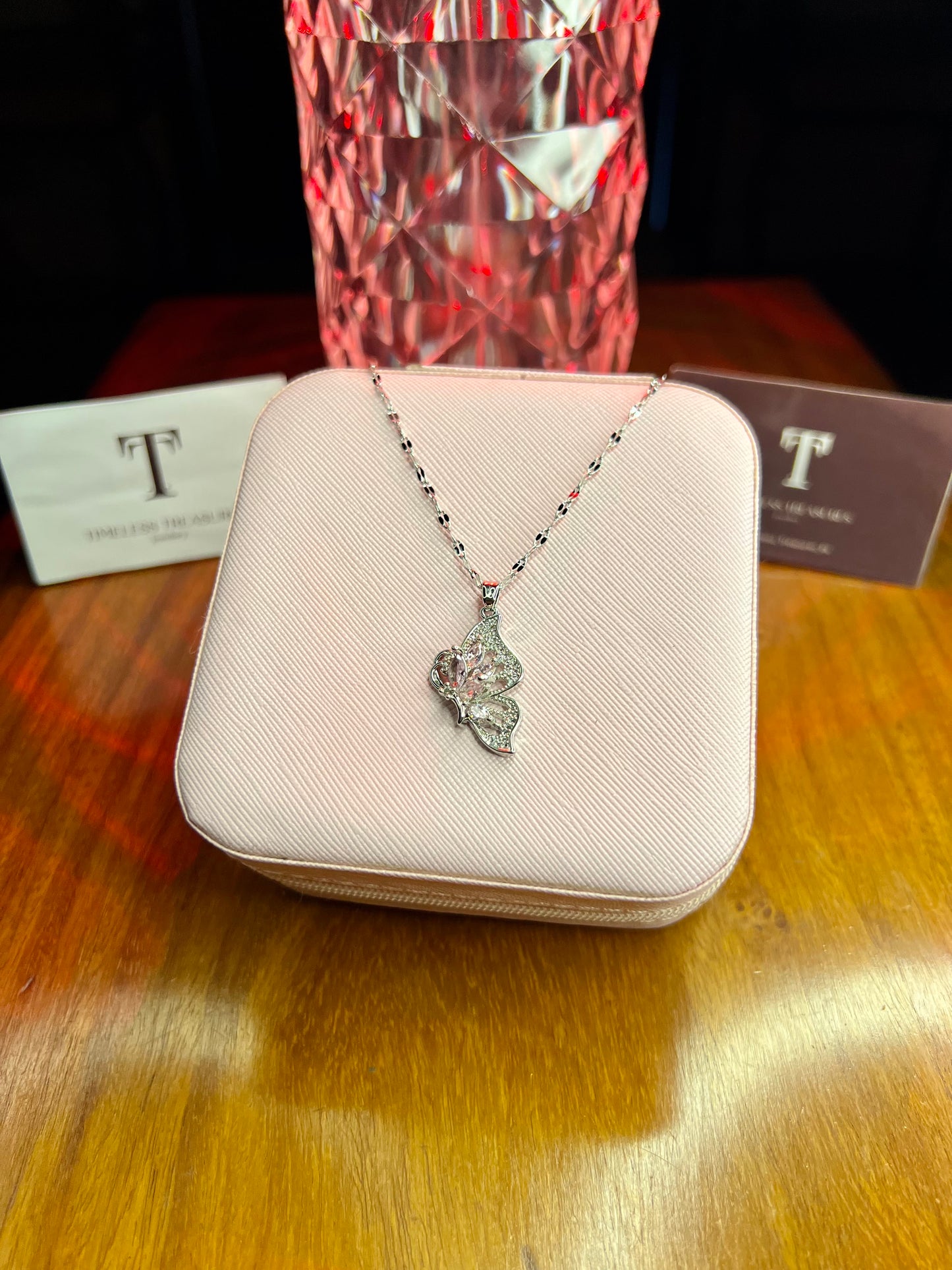 Premium Quality Pink Fairy Silver Chain Necklace
