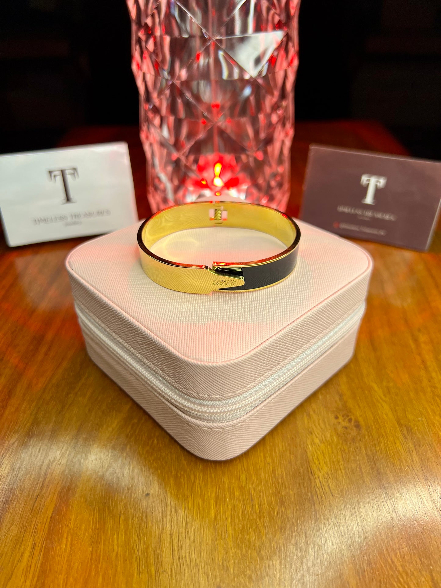 Premium Quality Stainless Steel 18k Gold N Black Arc Handcuff