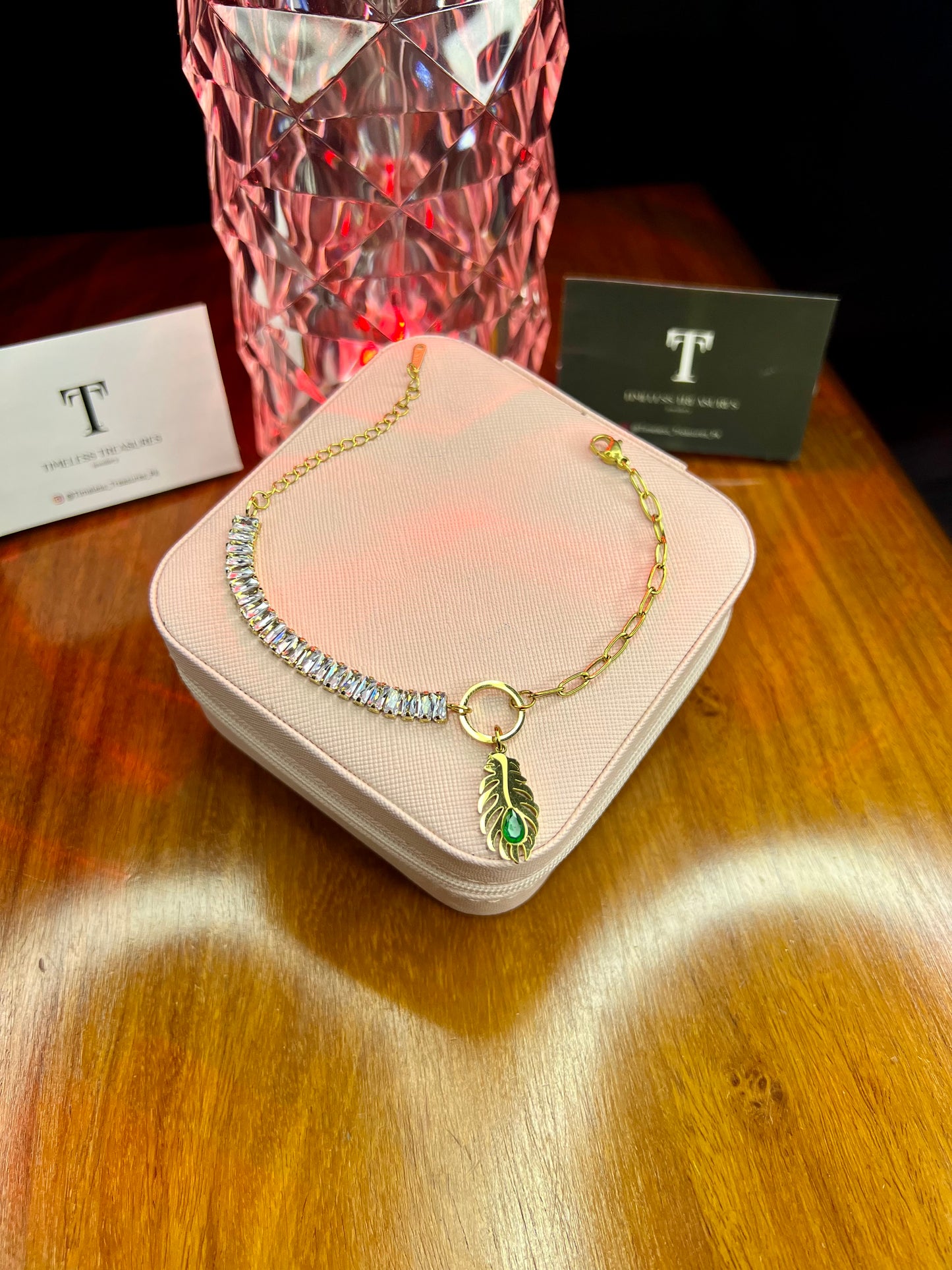 Premium Quality Stainless Steel 18k Drop Stone Tennis Bracelet