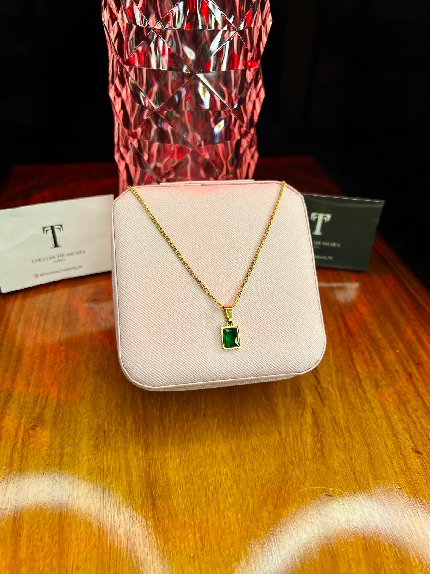 Premium Quality Stainless Steel 18k Emerald Square Pendant