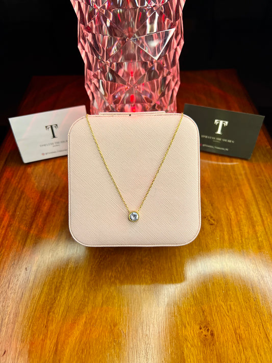Premium Quality Stainless Steel 18k White Stone Necklace