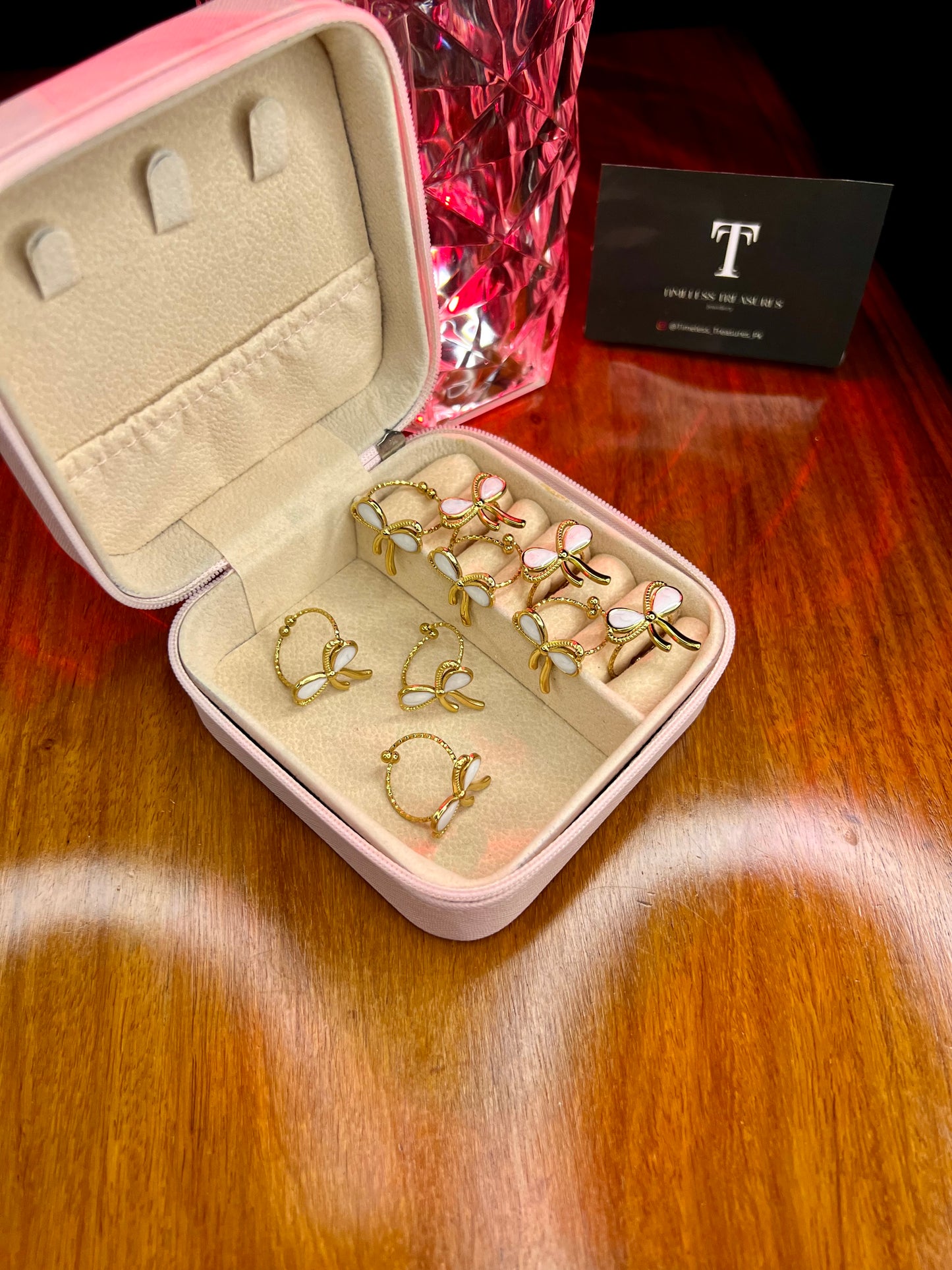 Premium Quality Stainless Steel 18k Golden Bow Ring