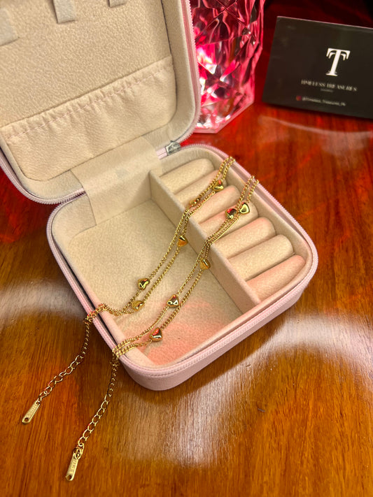 Premium Quality Stainless Steel 18k Double Chain Golden Heart Bracelet