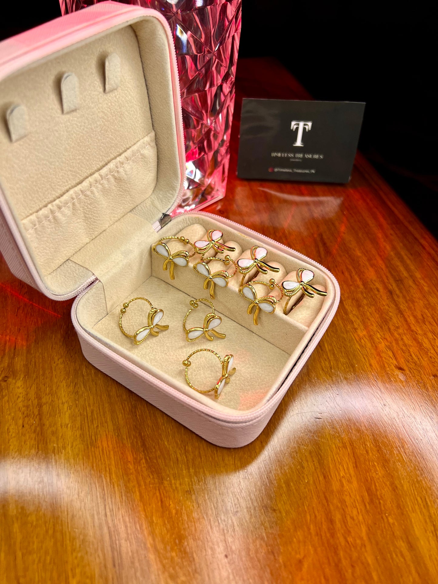 Premium Quality Stainless Steel 18k Golden Bow Ring