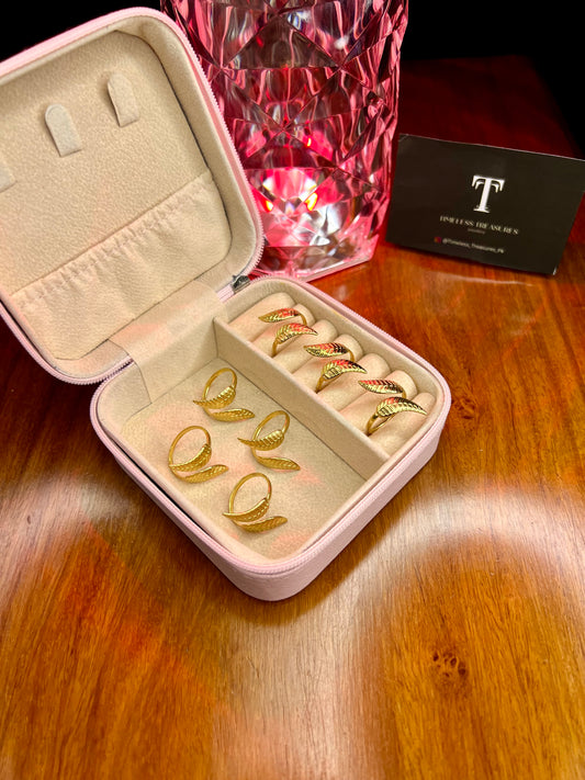 Premium Quality Stainless Steel 18k Arc Design Leaf Ring