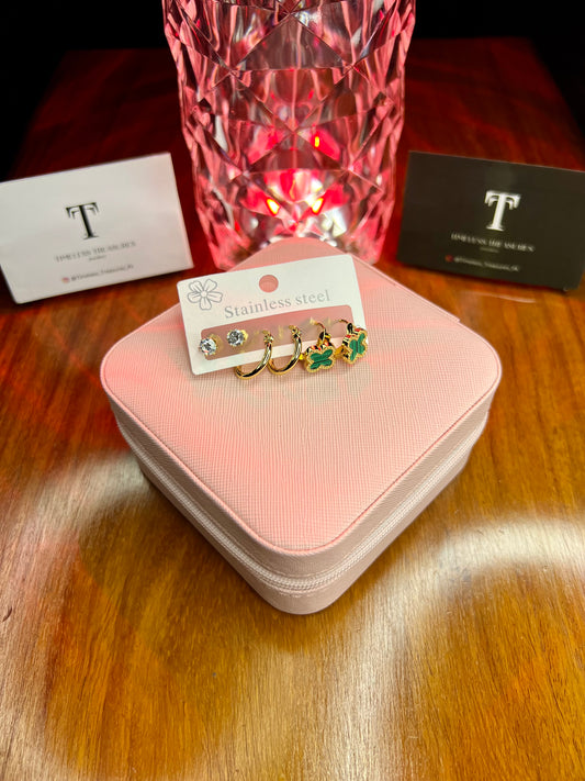 Premium Quality Stainless Steel 18k Set of 3 Earrings