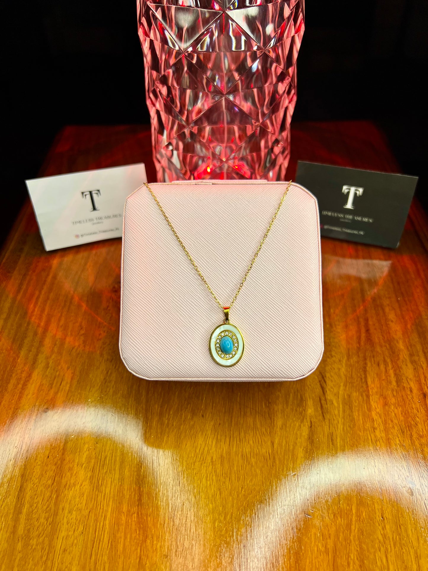 Premium Quality Stainless Steel 18k Turquoise Radiance Necklace
