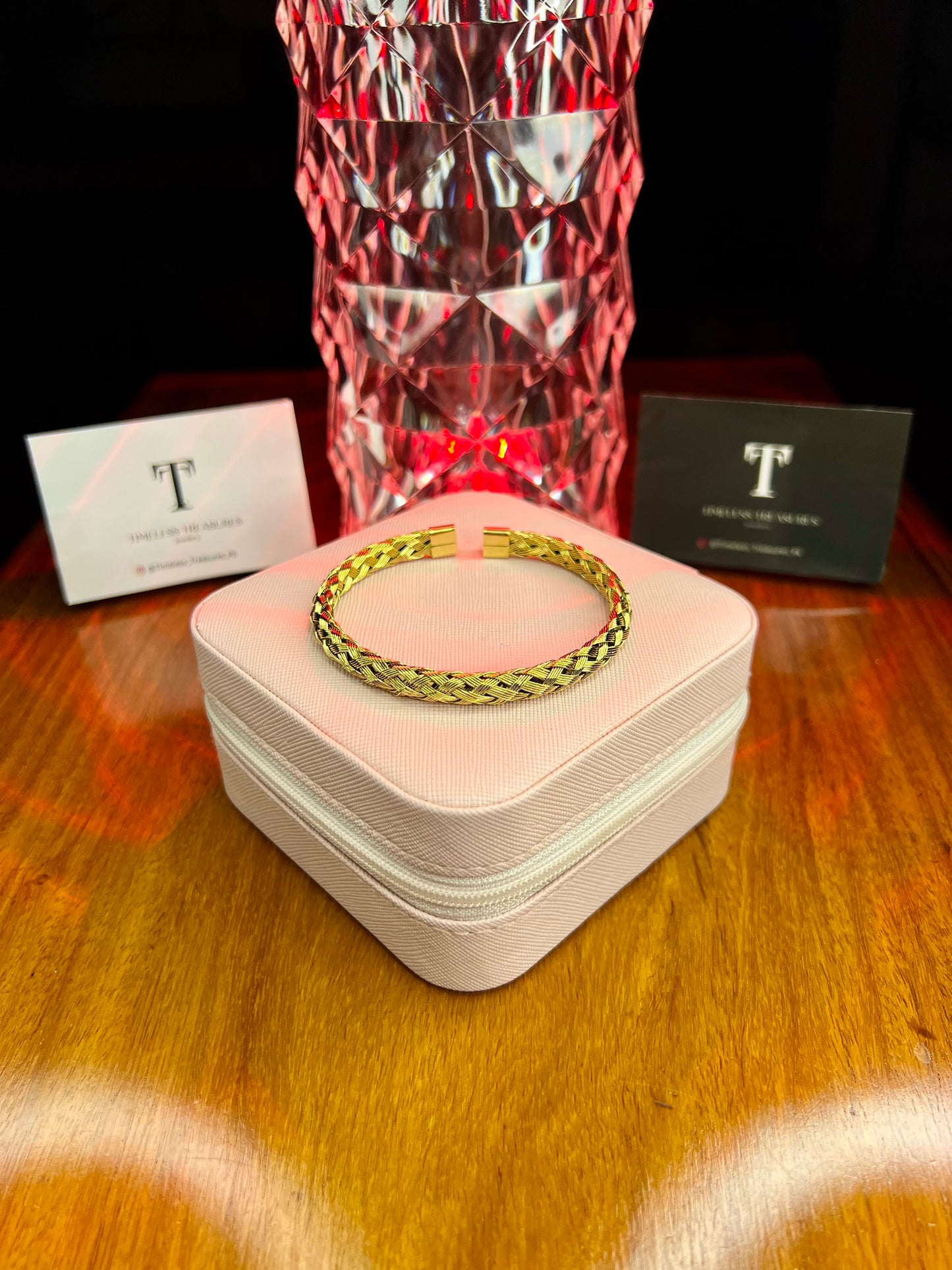 Premium Quality Stainless Steel 18k Golden Braided Cuff