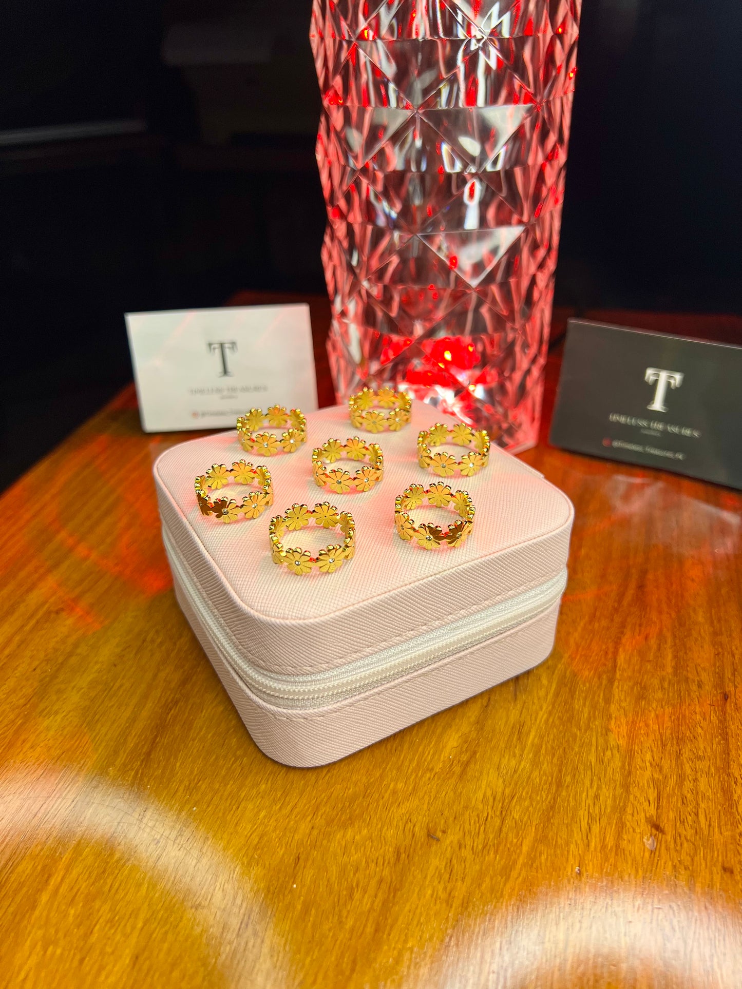 Premium Quality Stainless Steel 18k Blossom Stone Ring