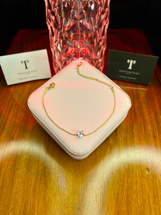 Premium Quality Stainless Steel 18k Diamond Heart Bracelet