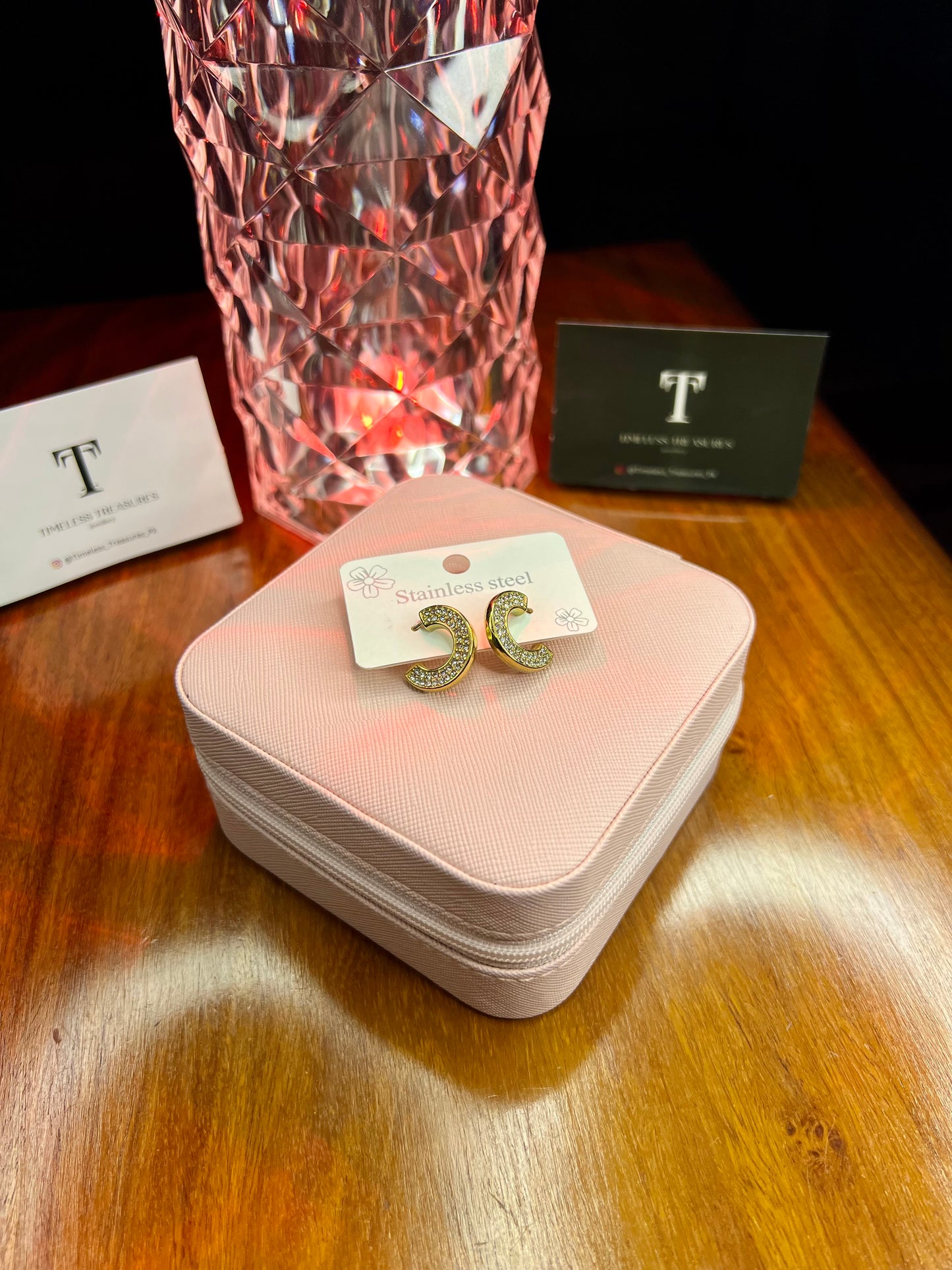 Premium Quality Stainless Steel 18k Zircon Gold Earrings