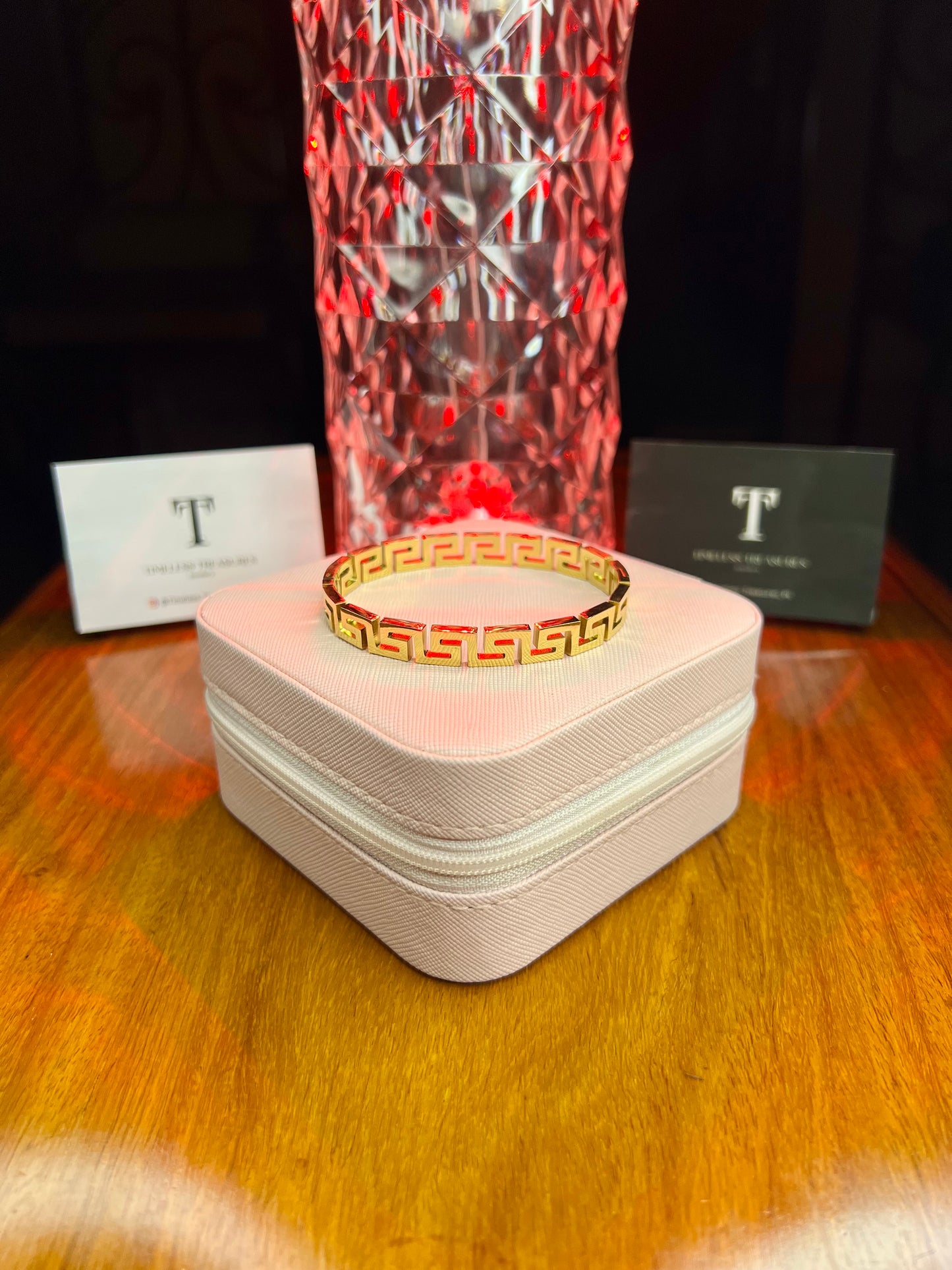 Premium Quality Stainless Steel 18k Golden Maze Greek Bangle