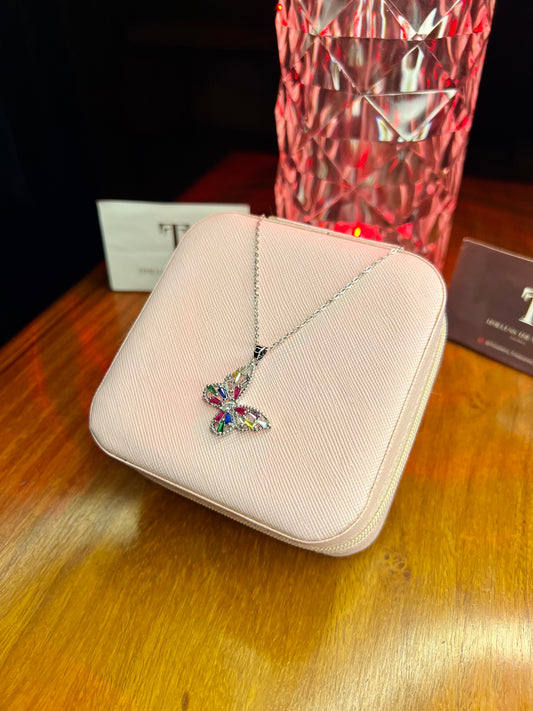 Premium Quality Multi Stone Butterfly Necklace