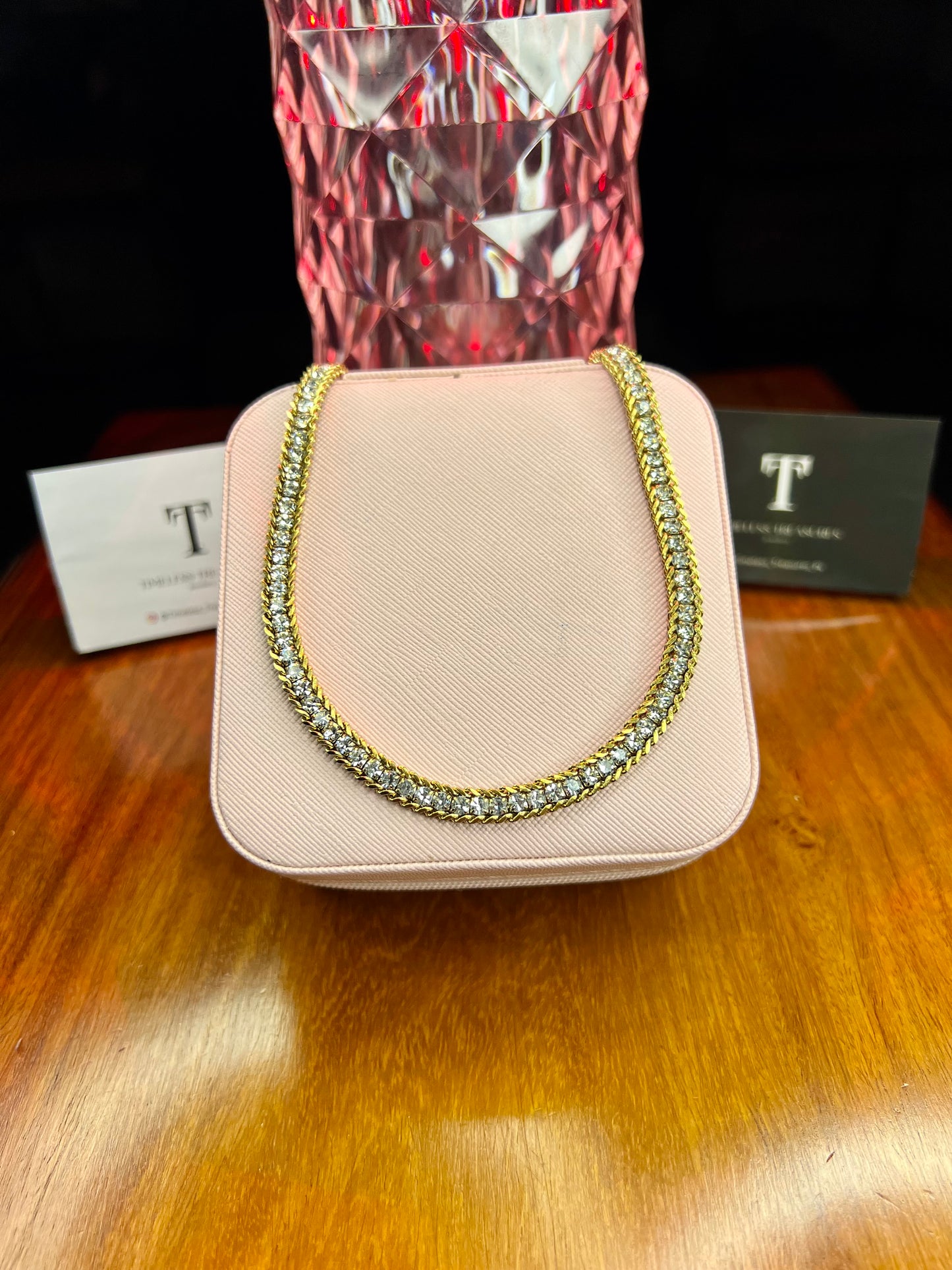 Premium Quality Stainless Steel 18k Luxury Stone Studded Necklace