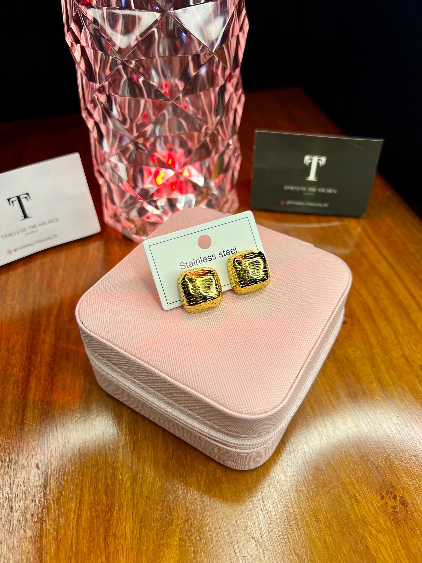 Premium Quality Stainless Steel 18k Square Gold EarStuds