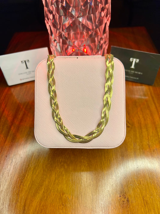 Premium Quality Stainless Steel 18k Braided Snake Chain Necklace