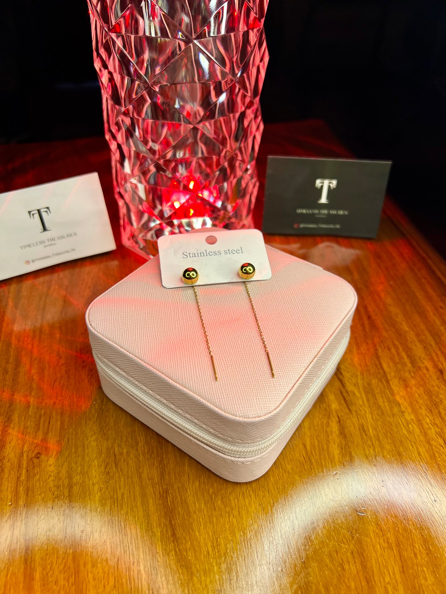 Premium Quality Stainless Steel 18k Gold Ball Drop Earrings