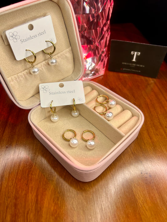 Premium Quality Stainless Steel 18k Pearl Hoop Earrings