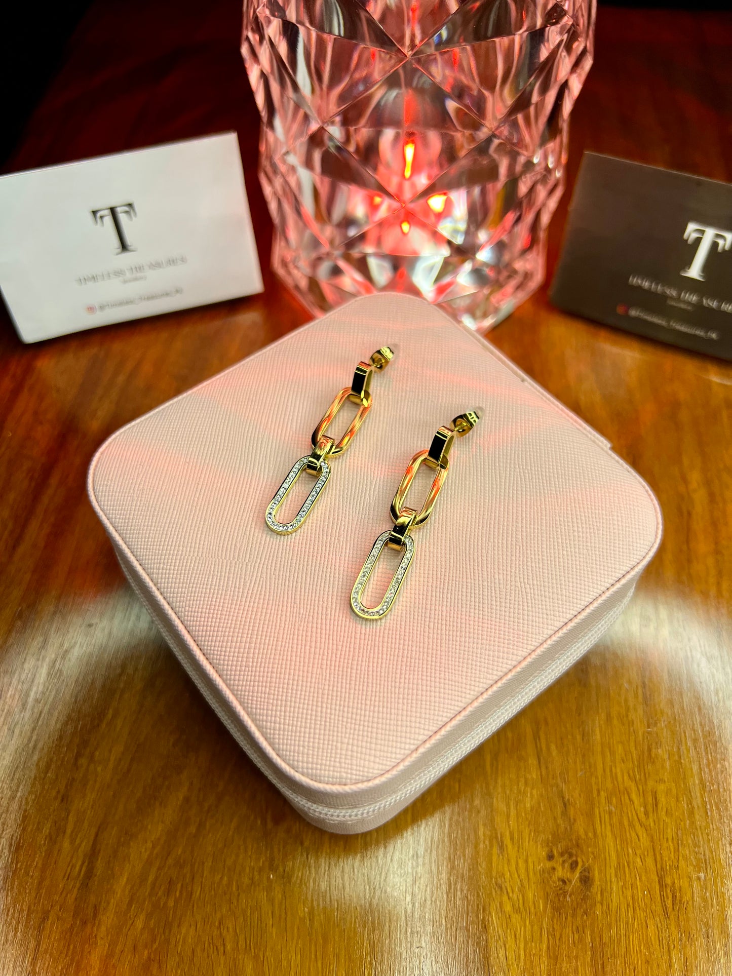 Premium Quality Stainless Steel 18k Link Drop Earrings